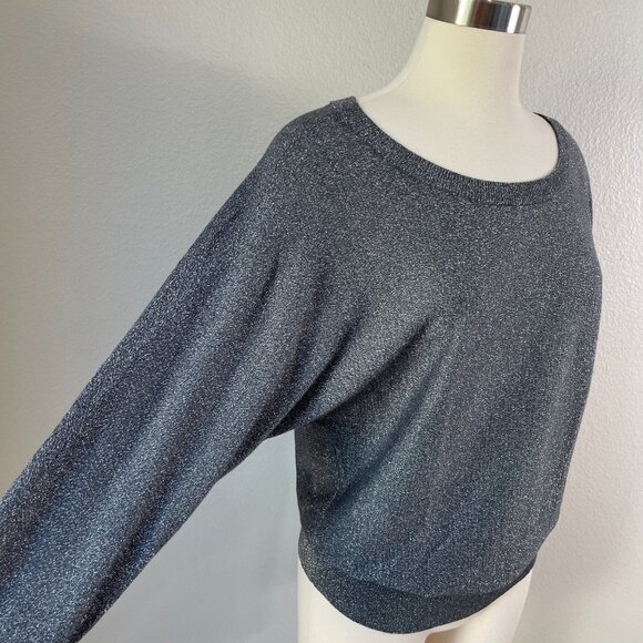INC International Concepts Womens Medium Gray Metallic Sweater Knit Top - Picture 2 of 11